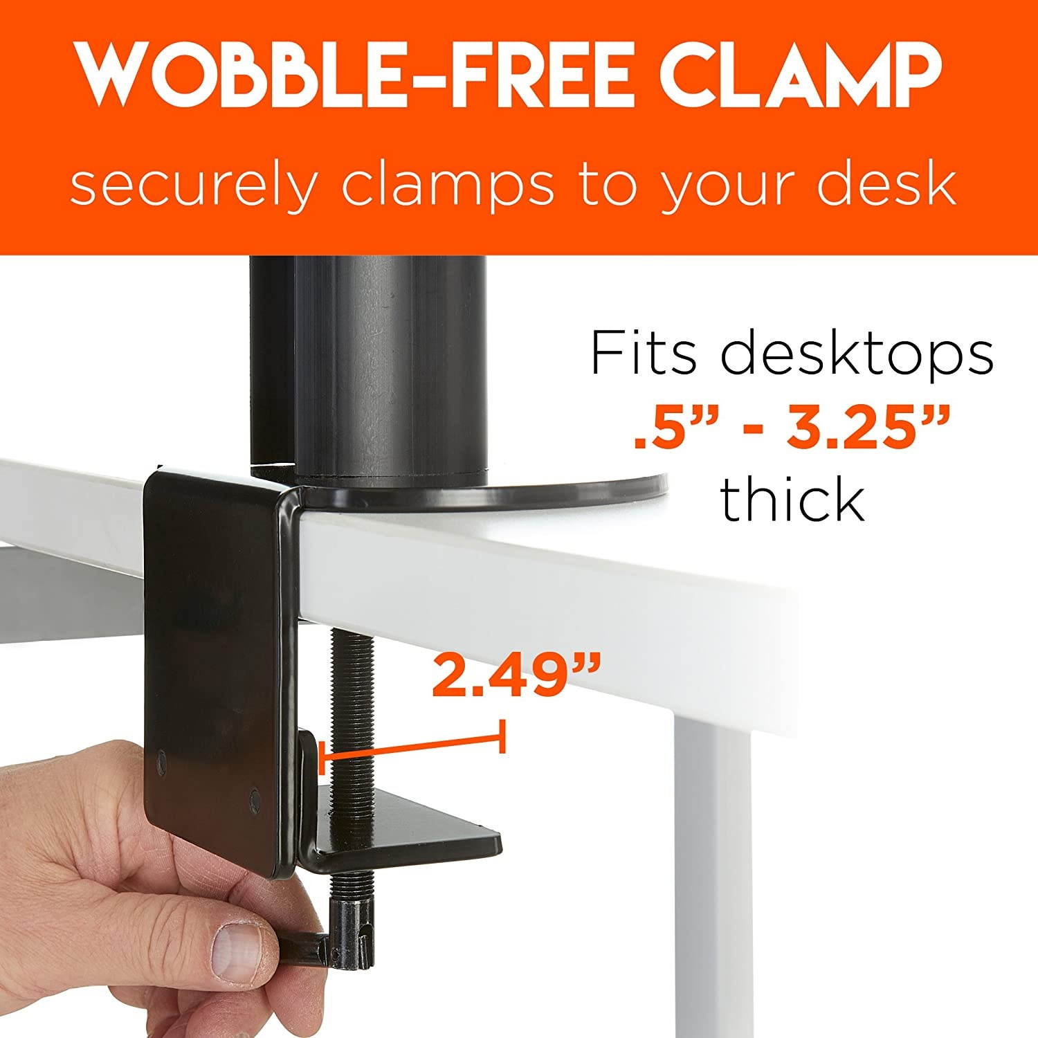 Triple Monitor Desk Mount Stand for 3 Screens Up to 27" - Adjust Tilt, Orientation & Swivel of Each Monitor Without Tools - Lock-Down Height Adjust Eliminates Screen Wobble