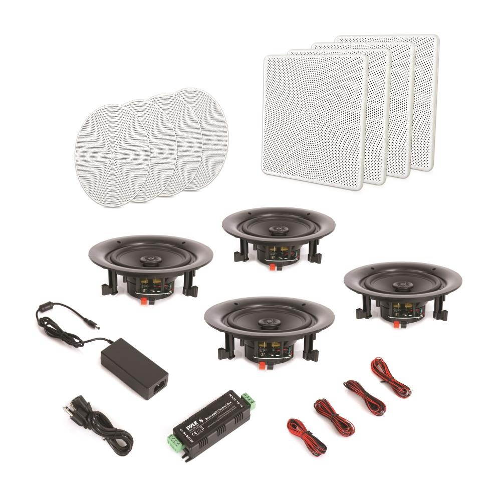 Pyle Audio 6.5 In 2 Way 200W Flush Mount Bluetooth Ceiling Wall Speakers (8 Pk)