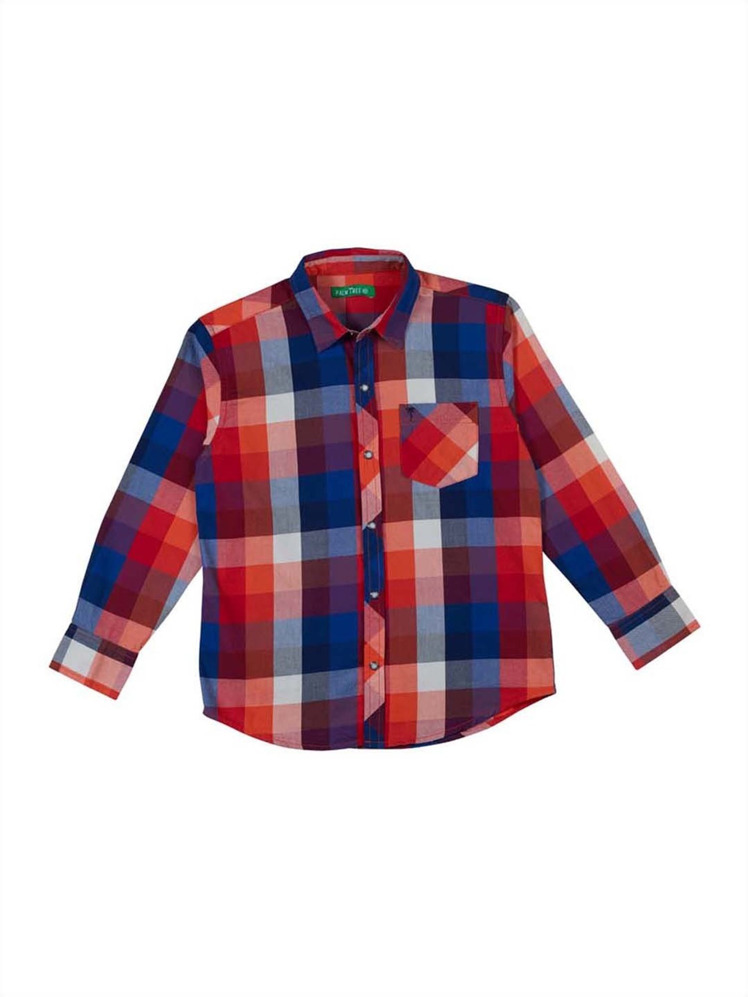 Palm Tree Kids Multicolor Cotton Chequered Full Sleeves Shirt