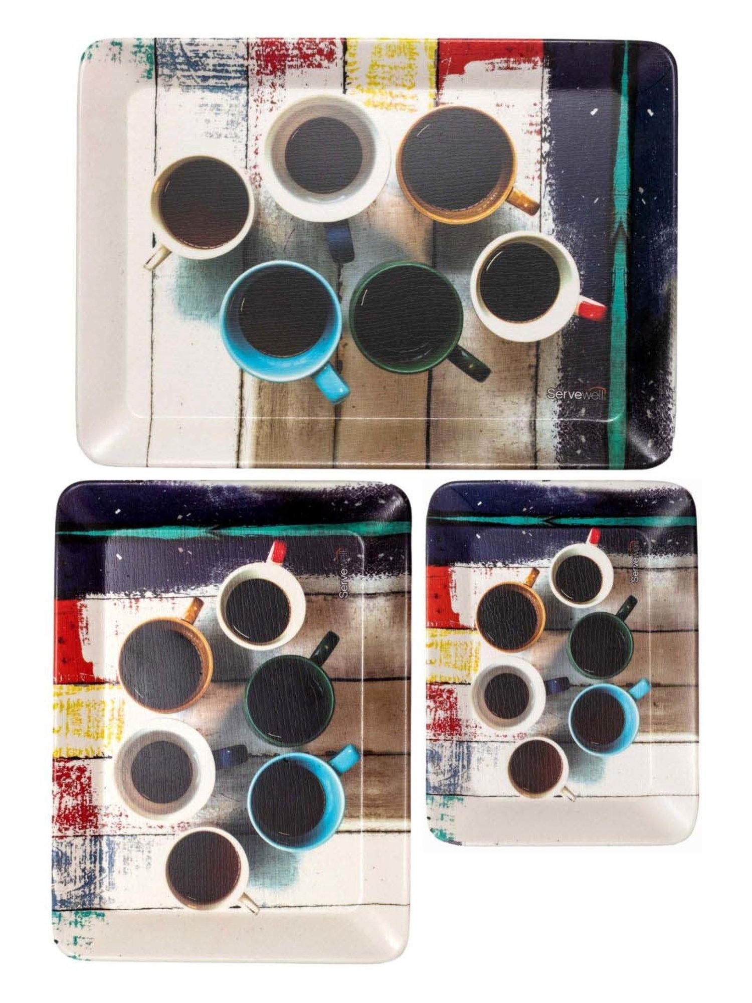 Servewell Cuppa Joe Melamine Persian Trays - Set of 3