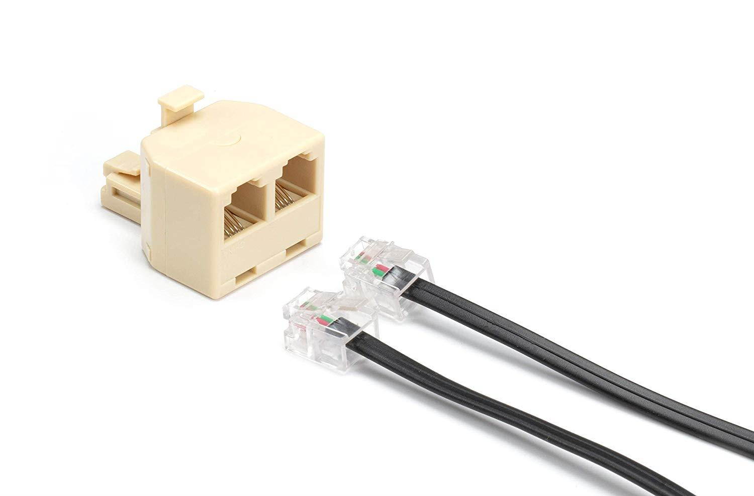 Duplex Modular Phone Wall Jack Adapter (IVORY) RJ11 - Splitter | One Pack