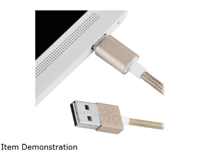 SilverStone Technology CPU01G-500 Micro USB Cable for Smartphone / LG / Samsung / Reversible USB-A / Reversible Micro USB-B / 500mm / Gold