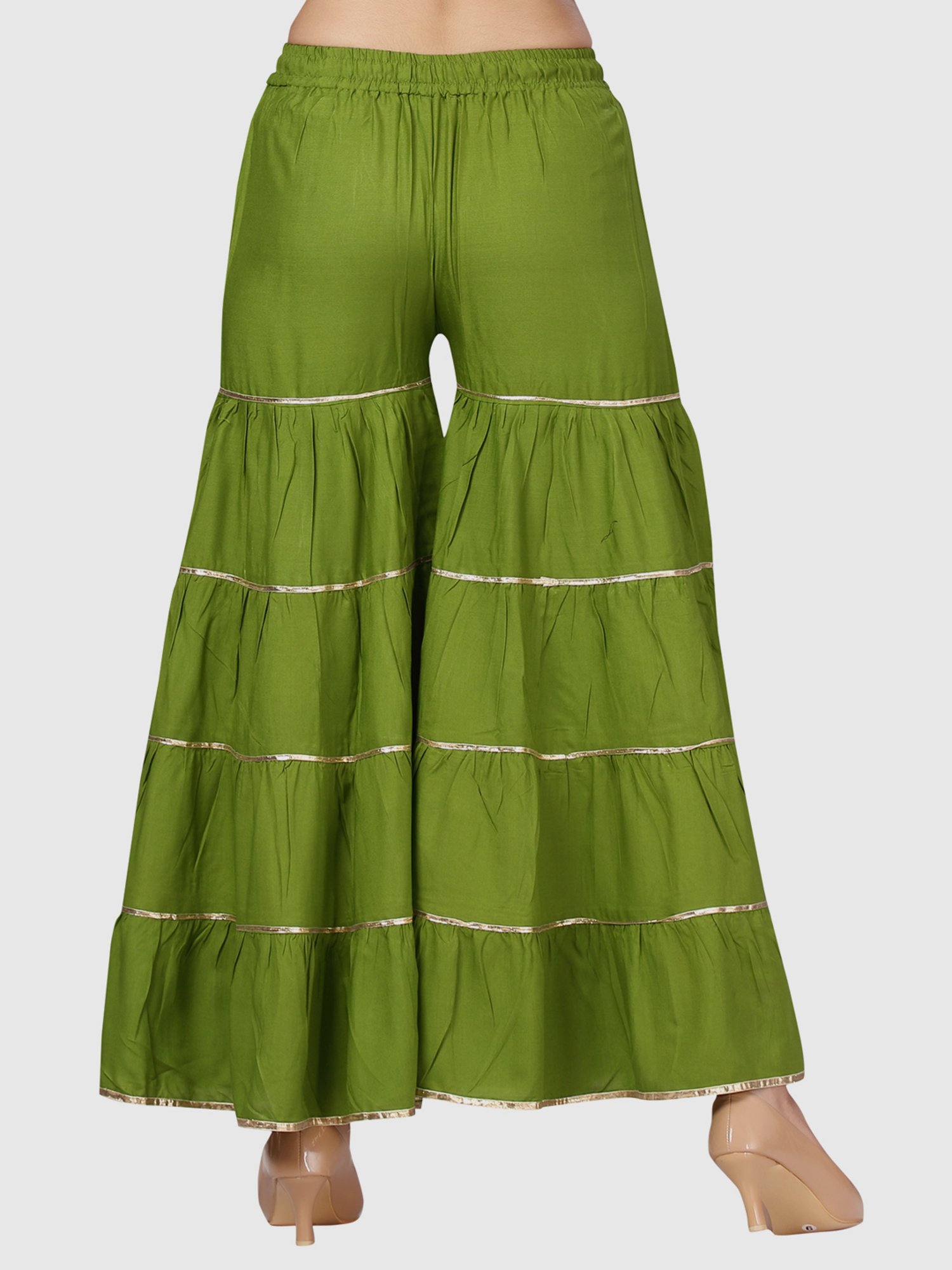 Aarika Green Cotton Striped Sharara
