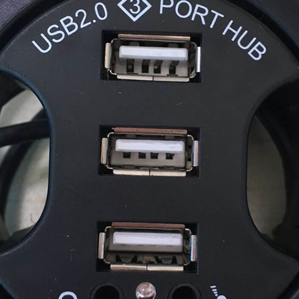 Black USB 2.0 High Speed Stereo Sound Adapter Mobile Accessories Hub 3 Ports Overload Protection Multifunctional Charger Desk