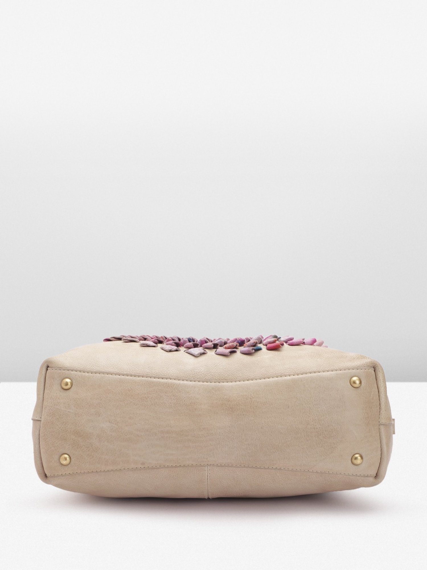 Art N Vintage Glory Beige Leather Textured Large Tote Handbag