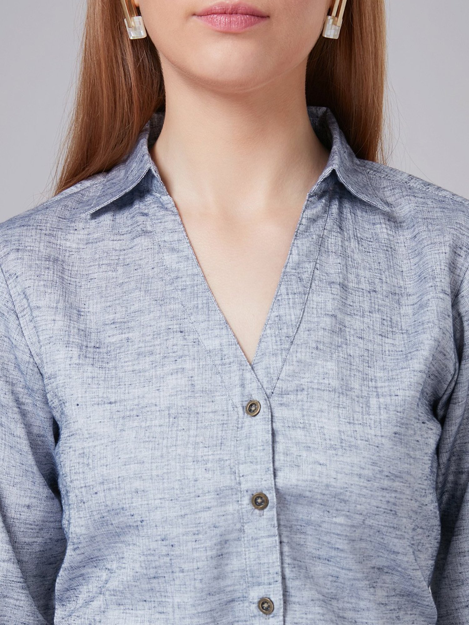 Style Quotient Grey Cotton Textured Shirt