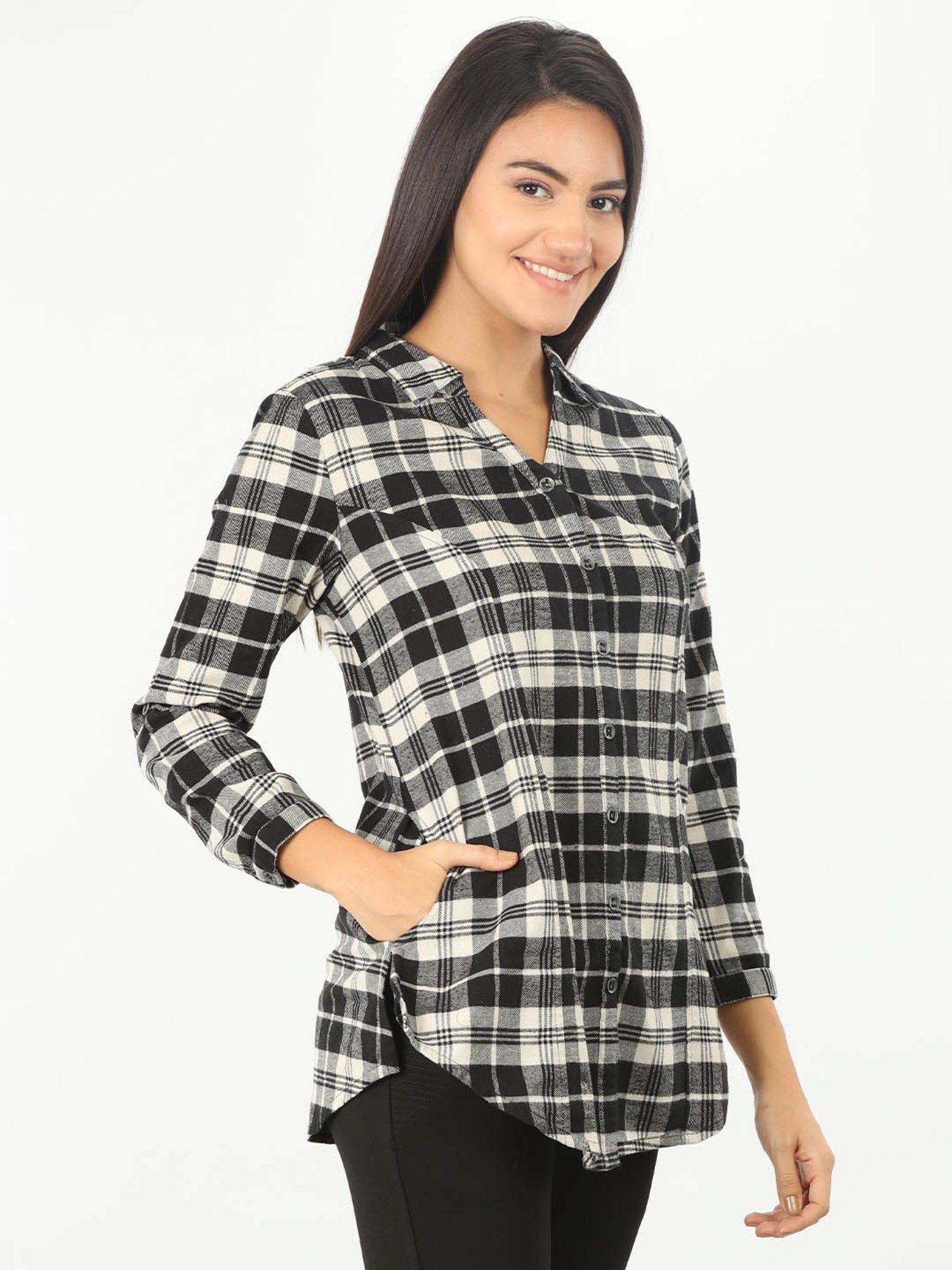 Mustard Black & White Checks Shirt