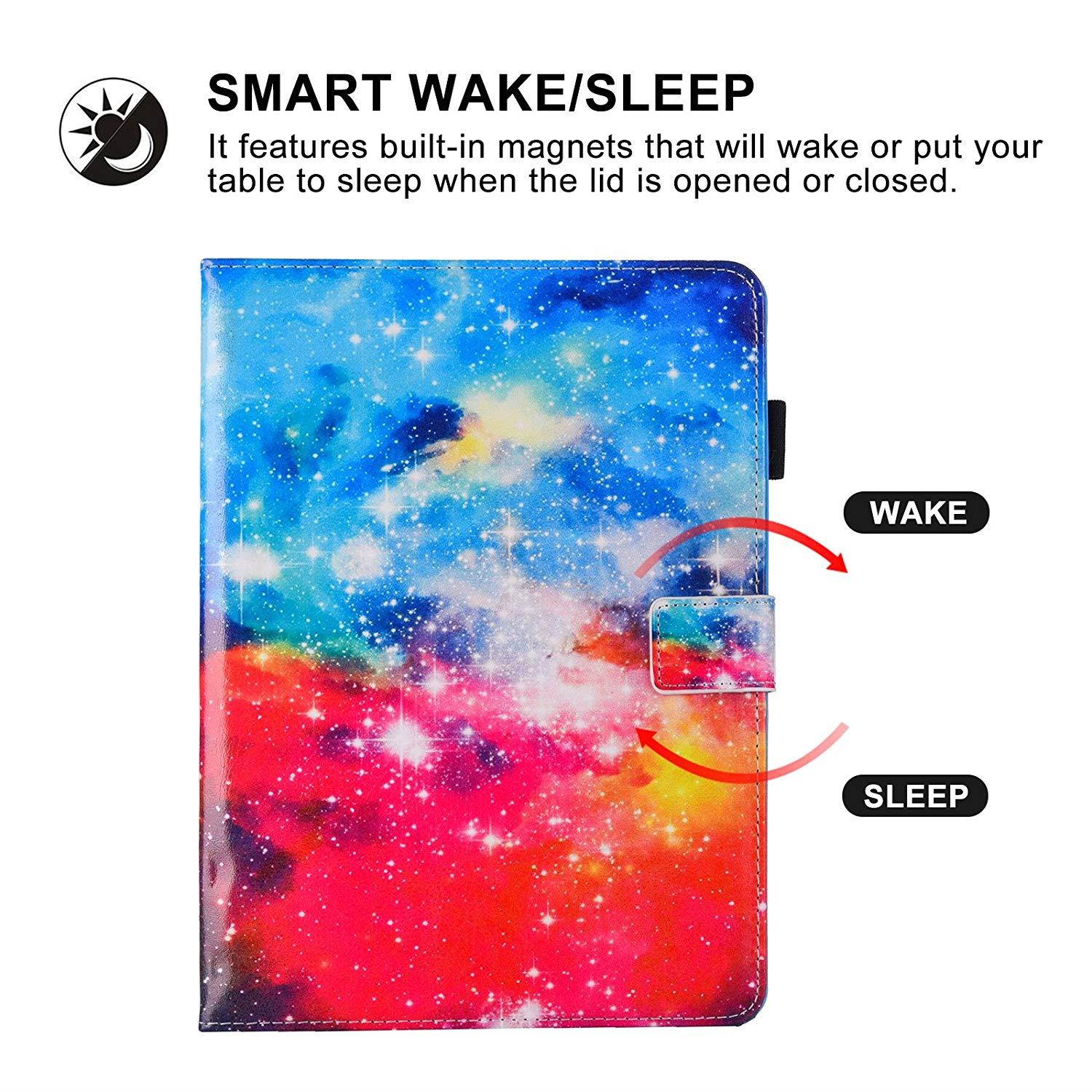 Casii iPad 5 Gen/6th Generation Case,Ultra Slim Lightweight Smart PU Leather Folio Stand Cover with Auto Sleep/Wake Card Slots Pencil Holder for 9.7" iPad 2018/2017 iPad Air/Air2,Colorful Starry Sky