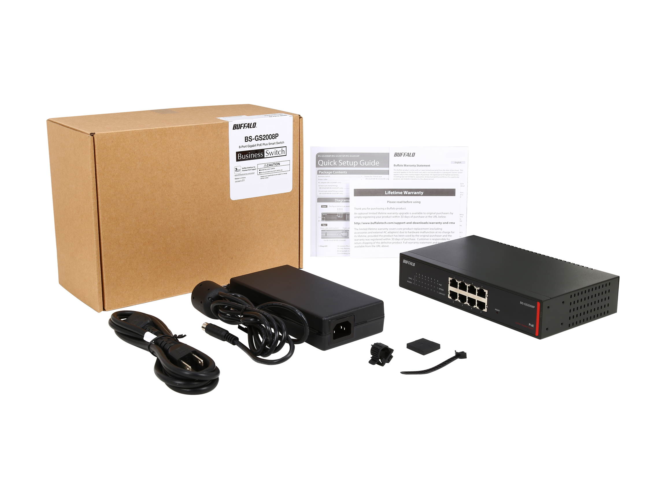 Buffalo BS-GS2008P 8-Port Gigabit Green Ethernet PoE Web Smart Switch