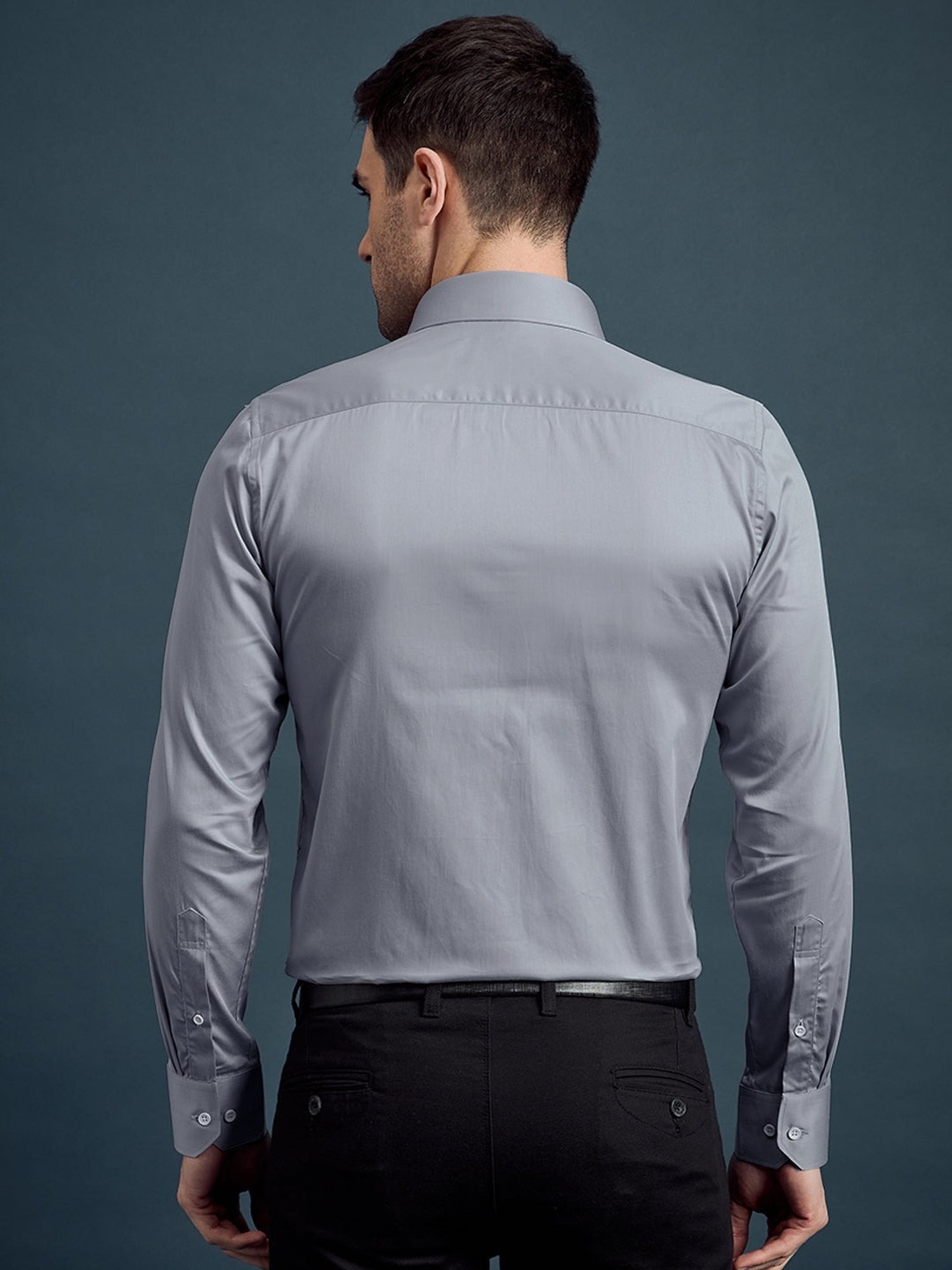 Louis Stitch Grey Cotton Regular Fit Shirt