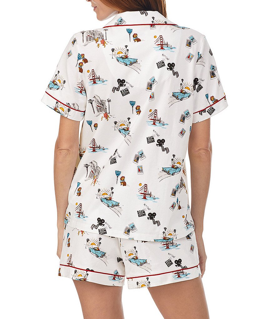 BedHead Pajamas Golden State Print Jersey Knit Short Sleeve Top and Shorts Coordinating Pajama Set