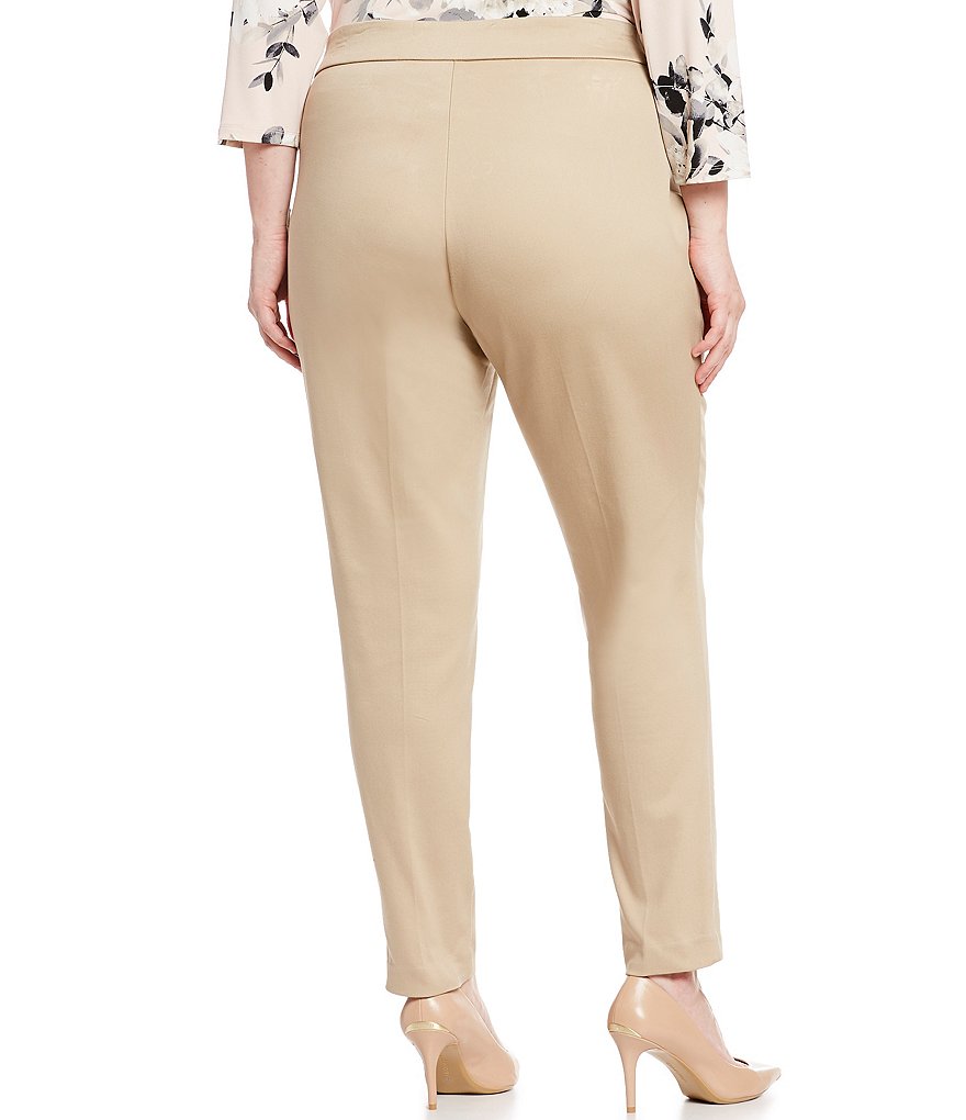 Kasper Plus Size Stretch Crepe Stand Combo Collar One Button Jacket