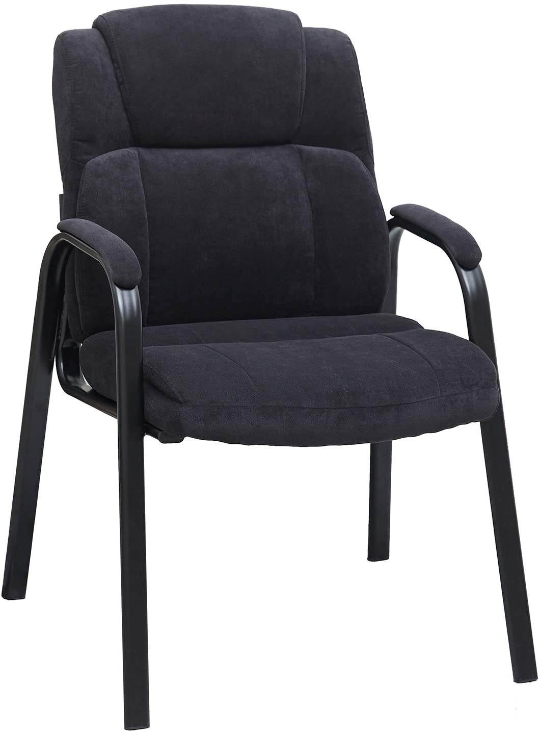 Upholstered Guest Chair with Padded Arm Rest for Reception Meeting Conference and Waiting Room Side Office Home Black