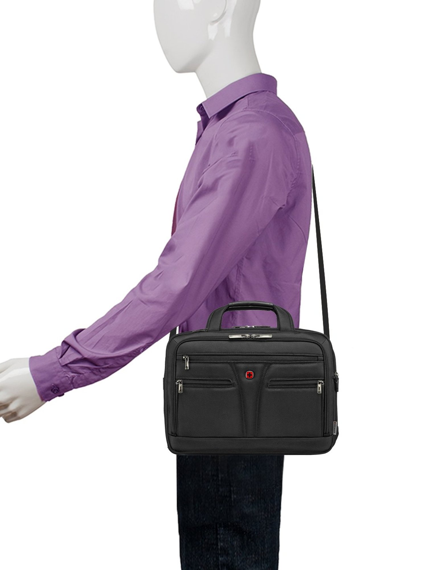 Wenger Black Polyester Medium Laptop Messenger Bag