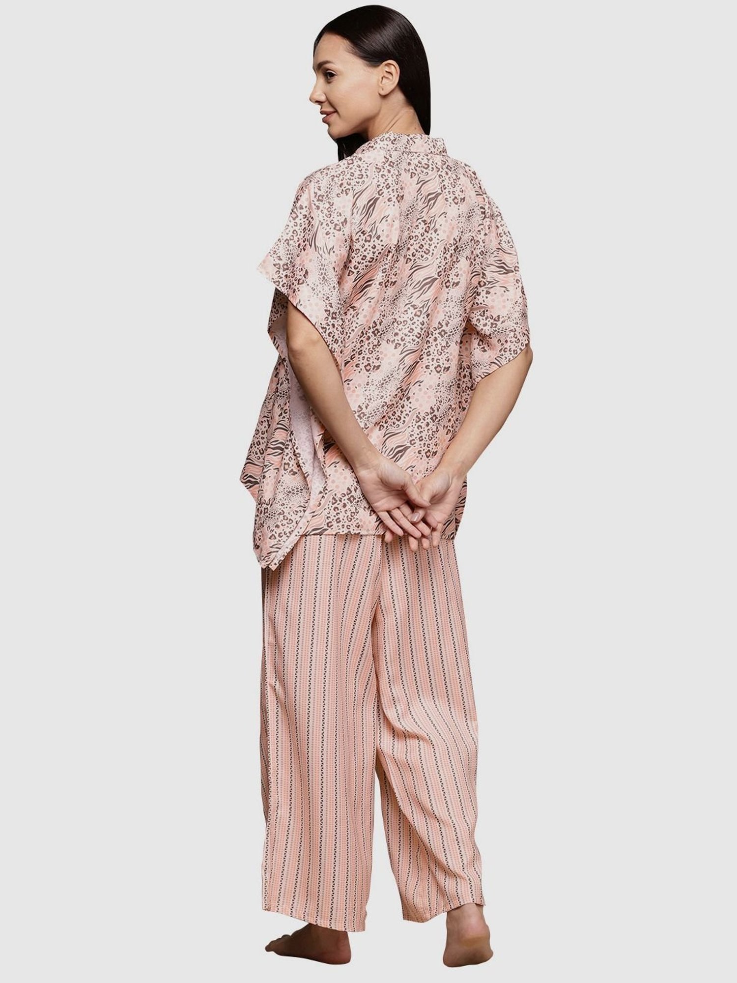 Ziyaa Pink Printed Kaftan Pyjama Set