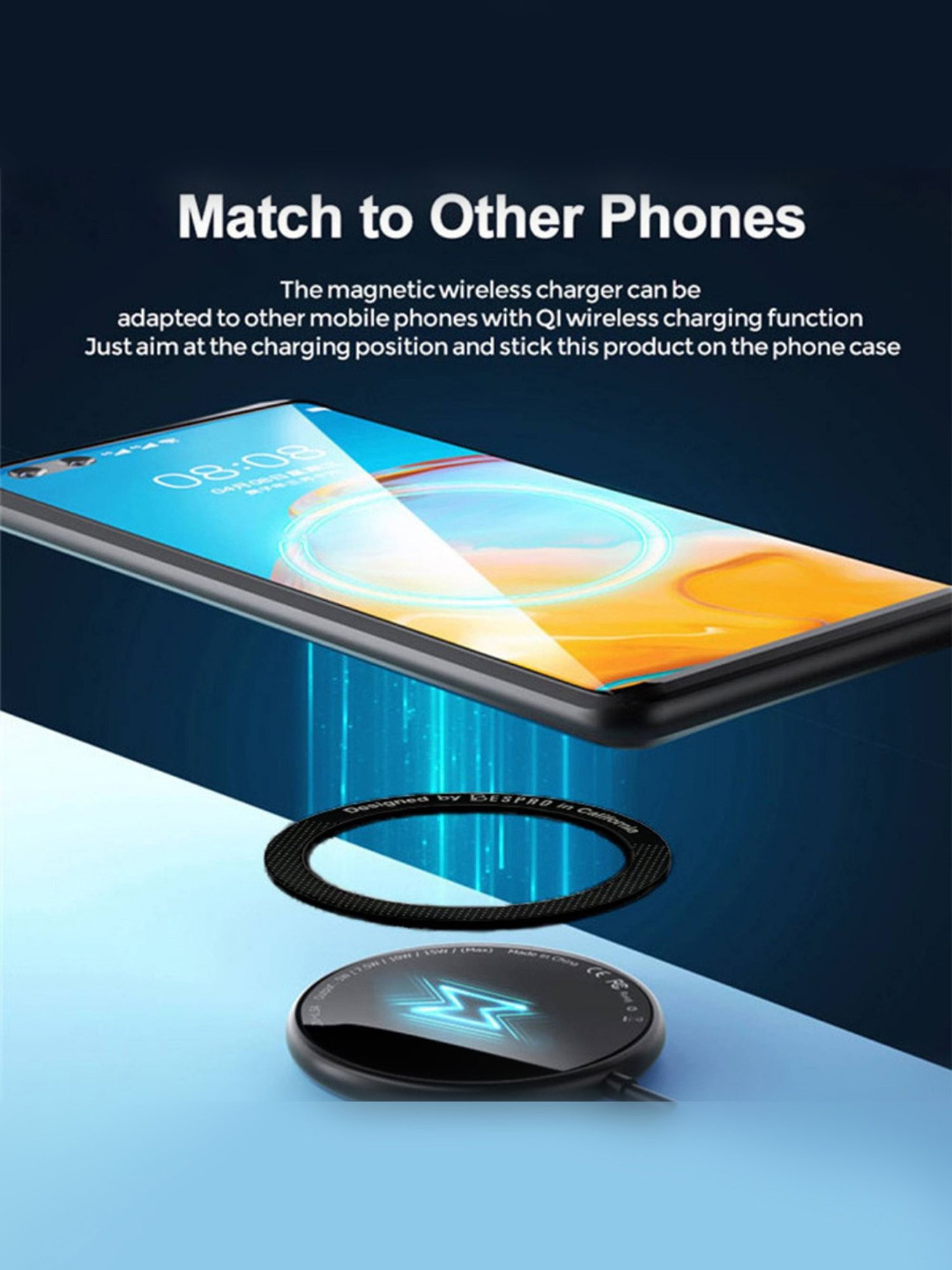 Bespro Maglock Magnetic Metal Ring O MagSafe Wireless Charging Conversion Kit Pack of 2 - Black