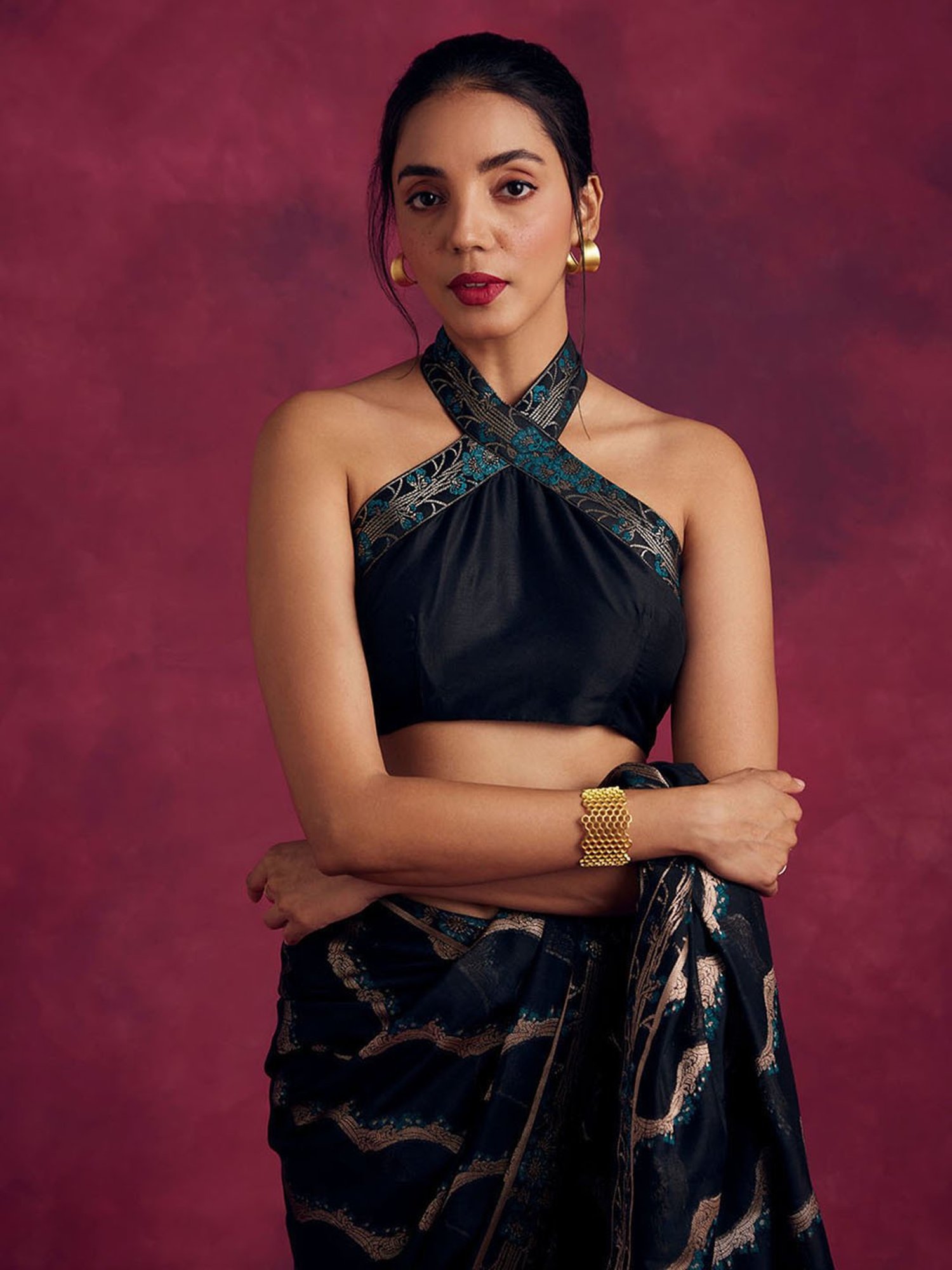 Abhishti Black Woven Blouse