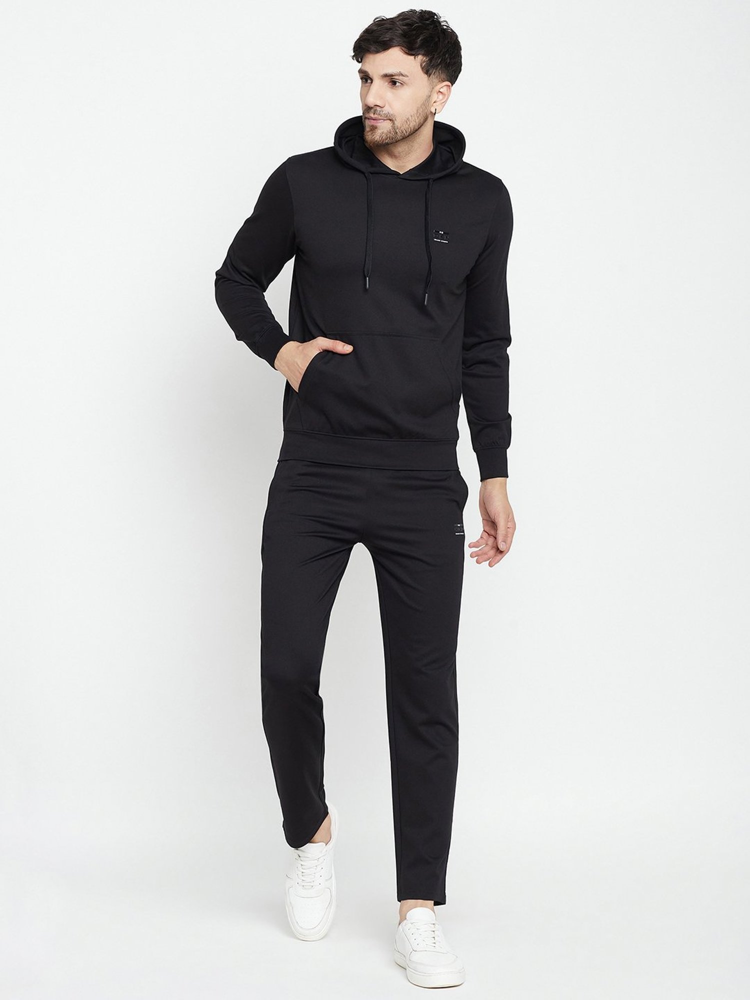 Okane Black Regular Fit Sweatshirt & Trackpants Set