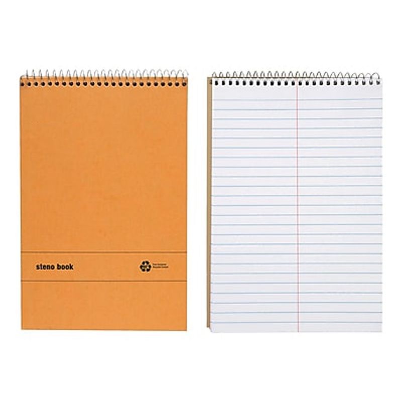 MyOfficeInnovations Recycled Steno Pads 6" x 9" Gregg Ruled White 80 Sh./Pad 12 Pds/PK 685016