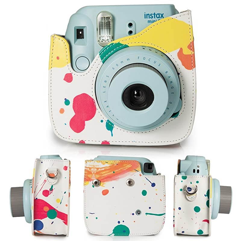 Compatible Mini 8 Camera Case Bundle with Album, Filters & Other Accessories for Fujifilm Instax Mini 9 8 8+ (Colorful Painting, 7 Items)
