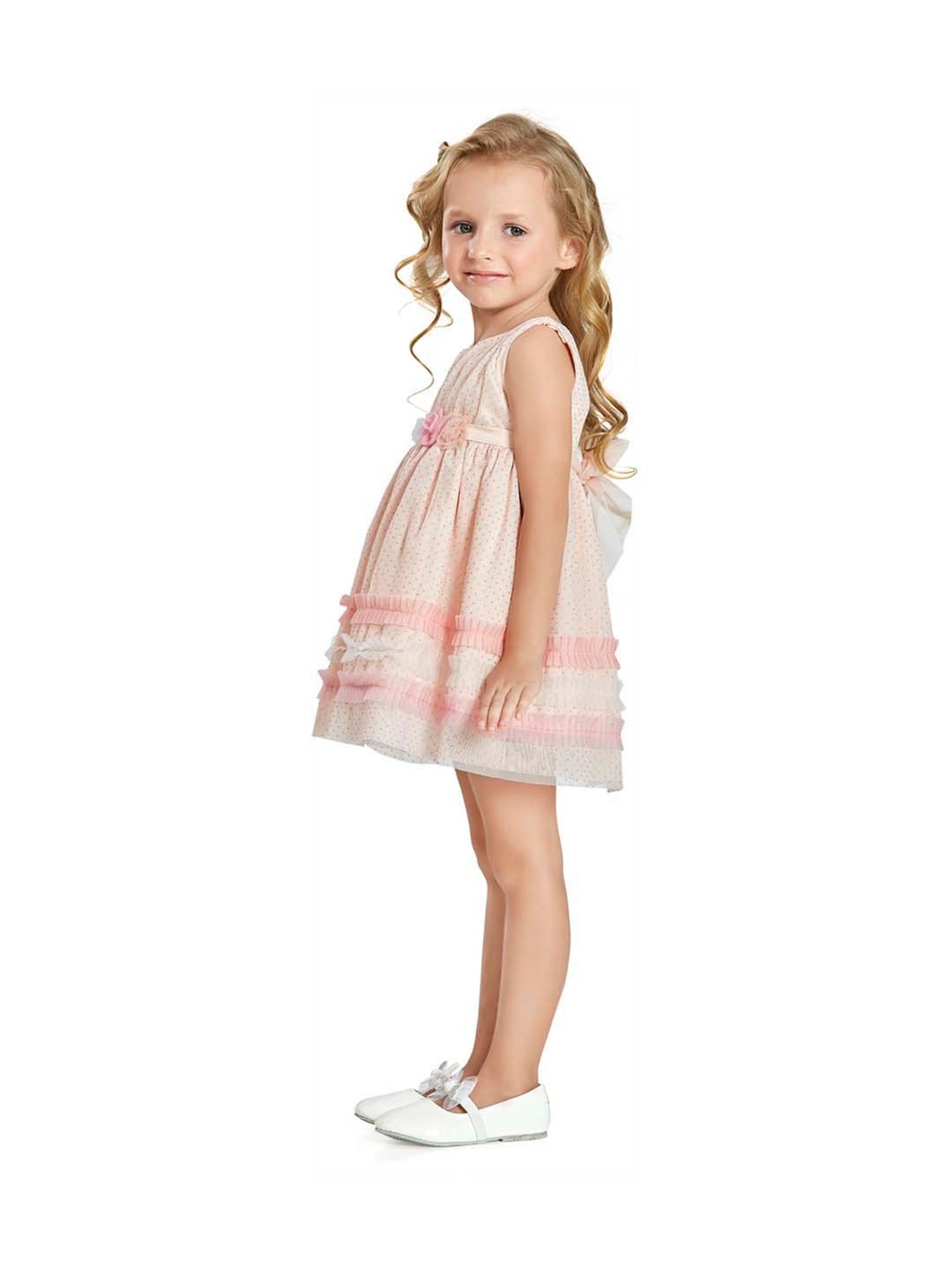 Peppermint Kids Peach Embroidered Dress