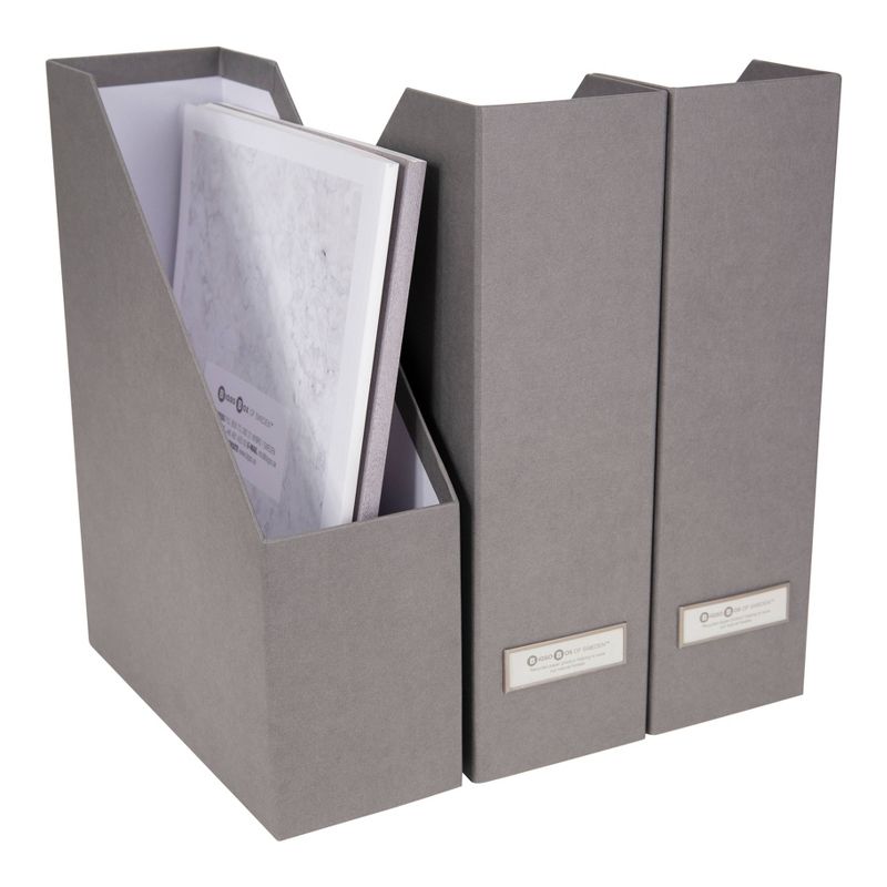 Set of 3 Viktoria Magazine File Gray - Bigso Box of Sweden