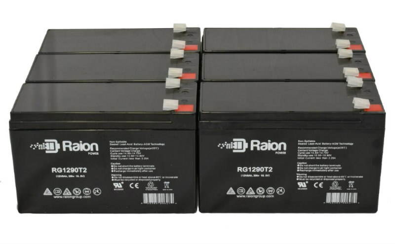 Raion Power 12V 9Ah Replacement Battery With T2/F2 Terminals For CSB UPS12540 - 6 Pack