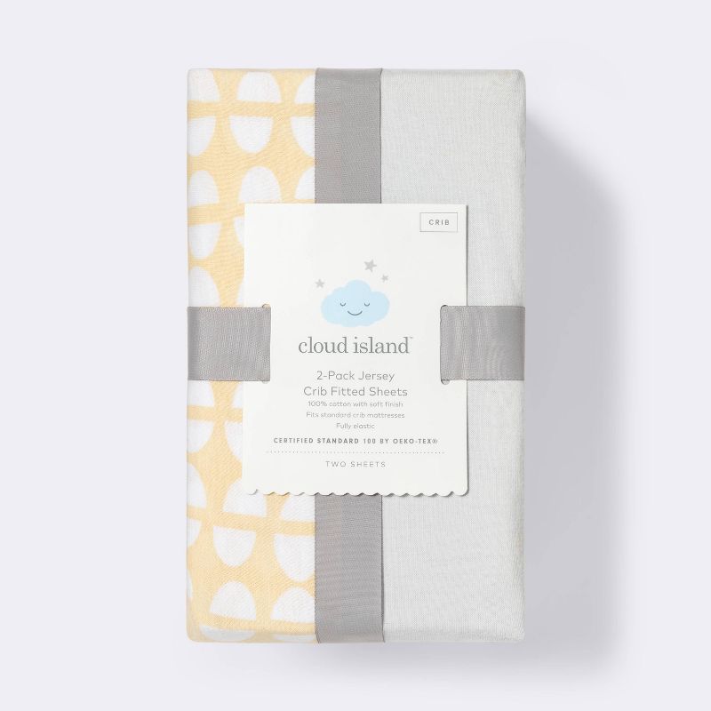 Fitted Crib Sheet Jersey Sheet - Cloud Island™ Half Circles/Gray Mustard Yellow/Gray 2pk