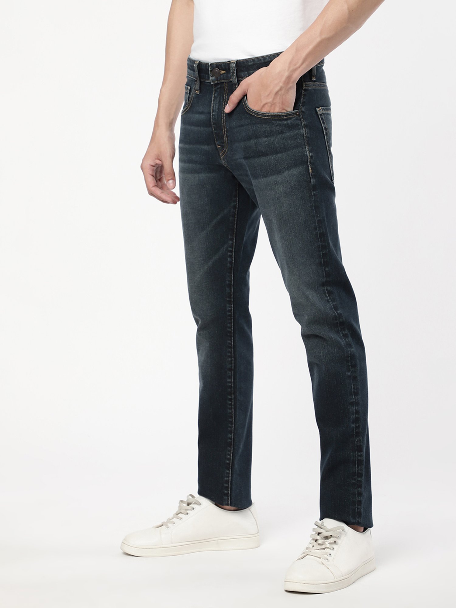 Passion Dark Blue Slim Fit Lightly Washed Jeans