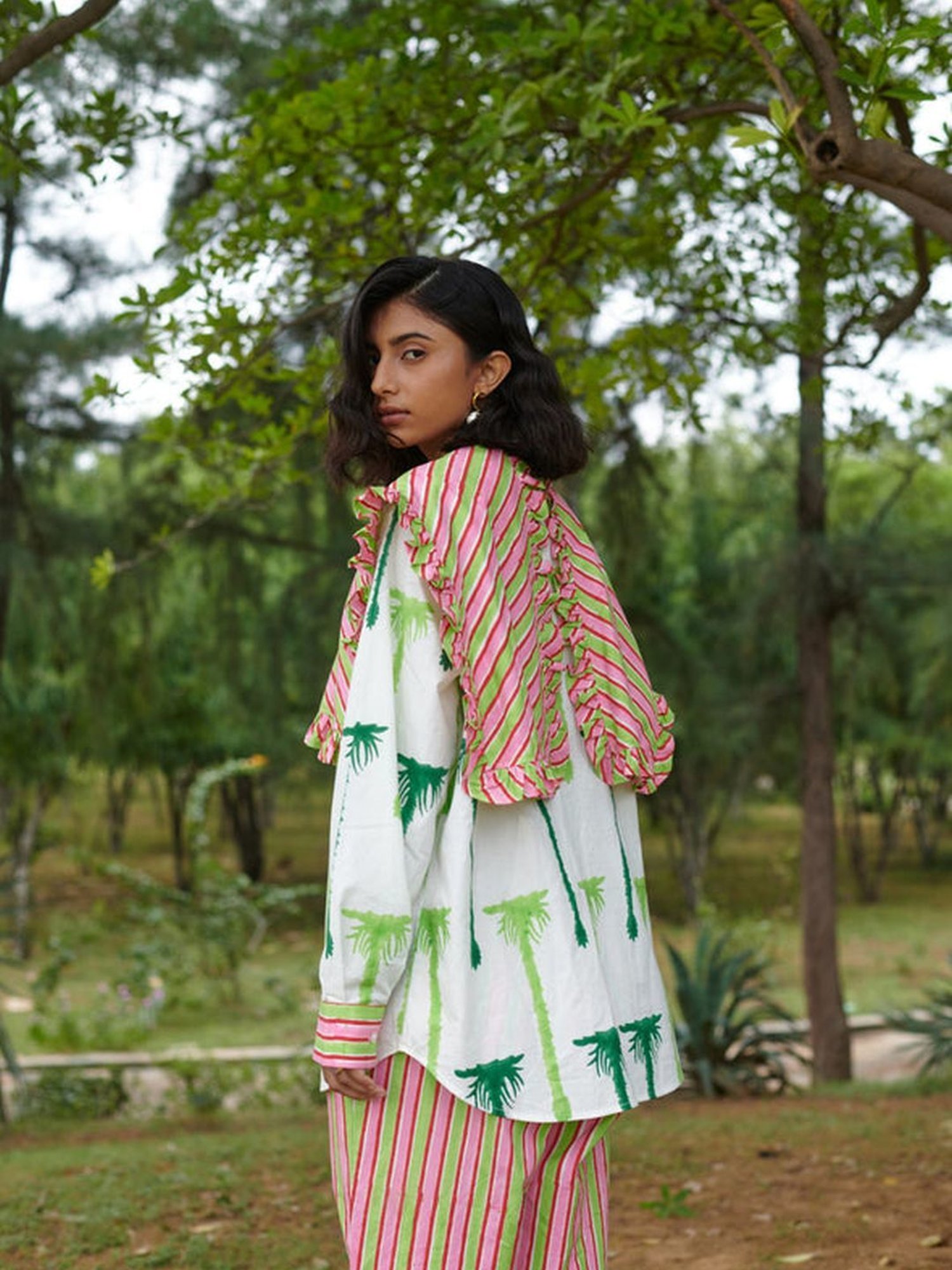 Khajoor Studio White, Green & Pink Sundaze Khajoor Vol.1 Doll Resort Shirt