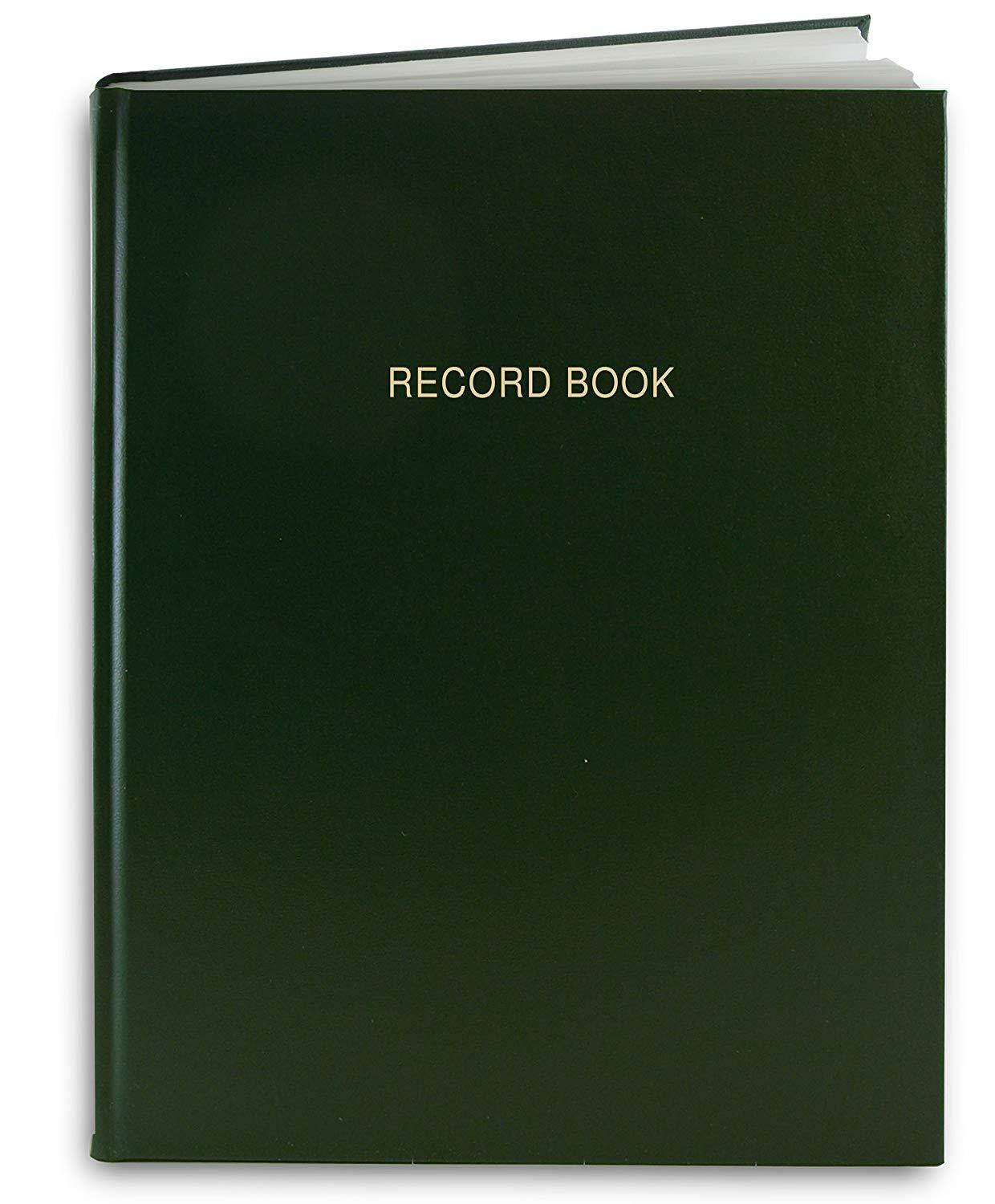 BookFactory Green Record Book / Record Notebook - 312 Pages, 8" x 10", Green Cover, Smyth Sewn Hardbound (RA-312-SRS-A-LGT15)