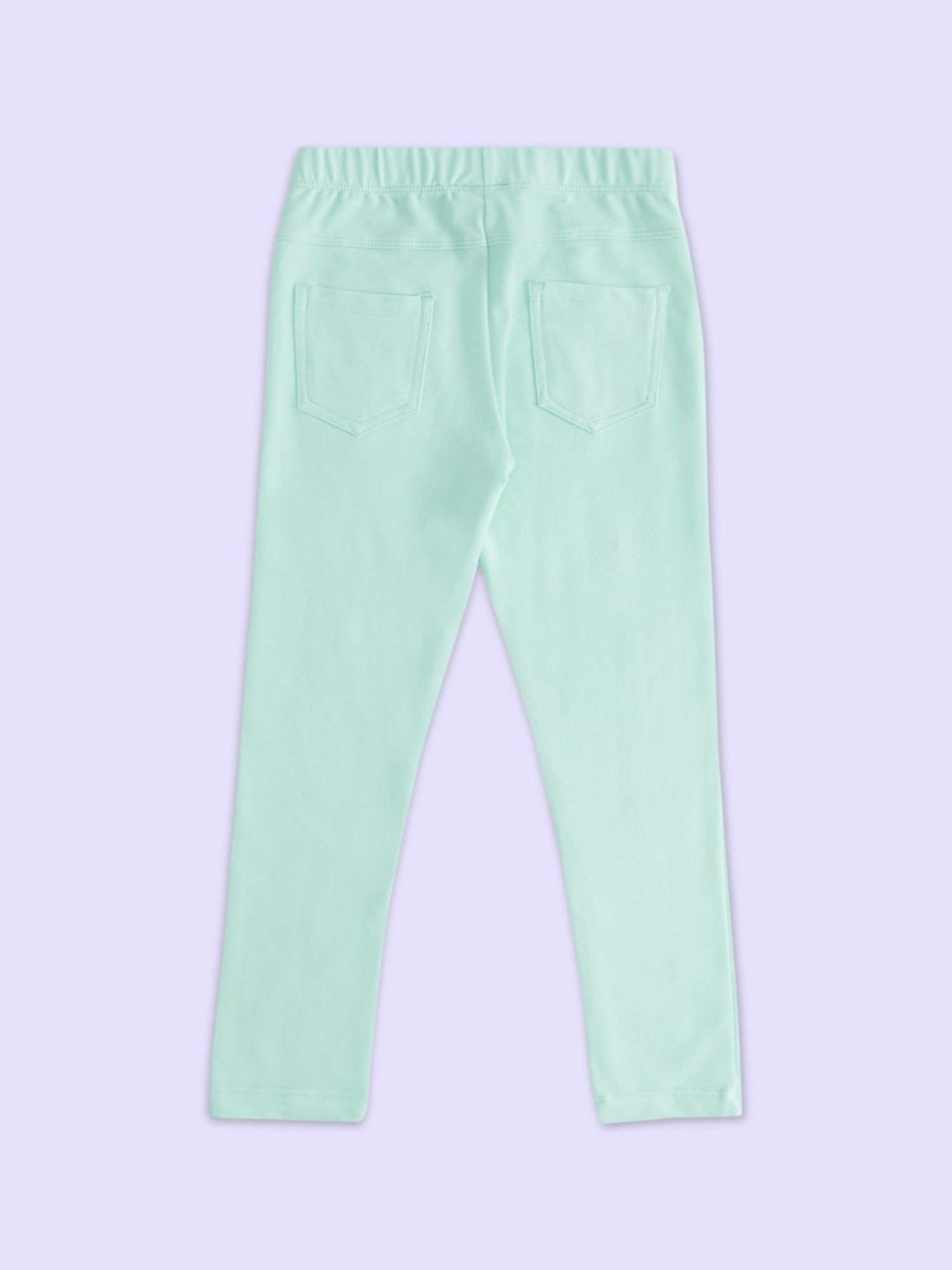Pantaloons Junior Mint Green Cotton Regular Fit Jeggings
