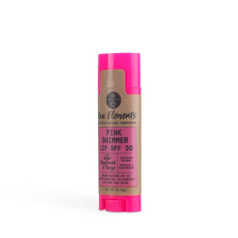 Raw Elements Pink Lip Shimmer - SPF 30+ - 2ct