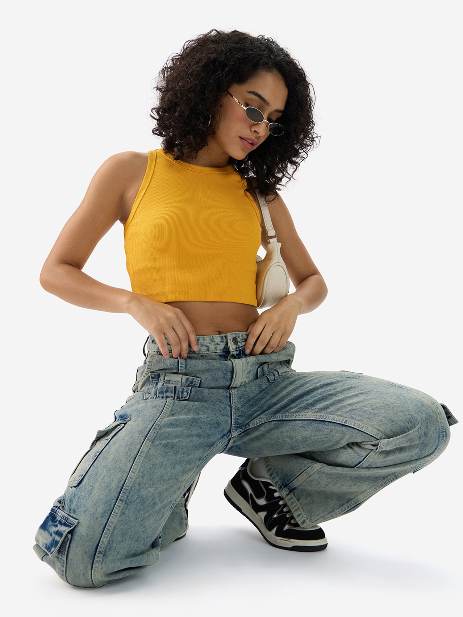 The Souled Store Yellow Slim Fit Tank Top