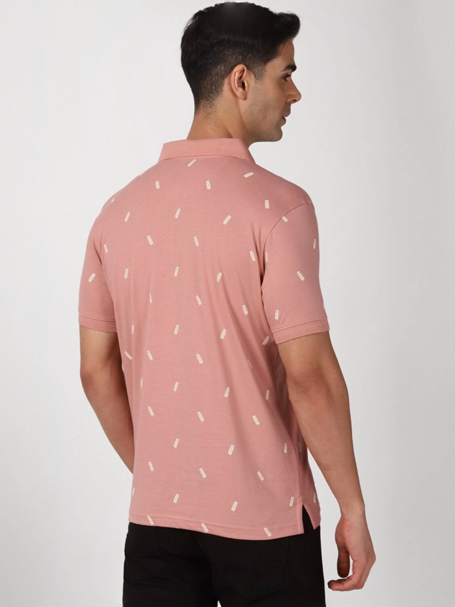 Peter England Pink Regular Fit Printed Polo T-Shirt