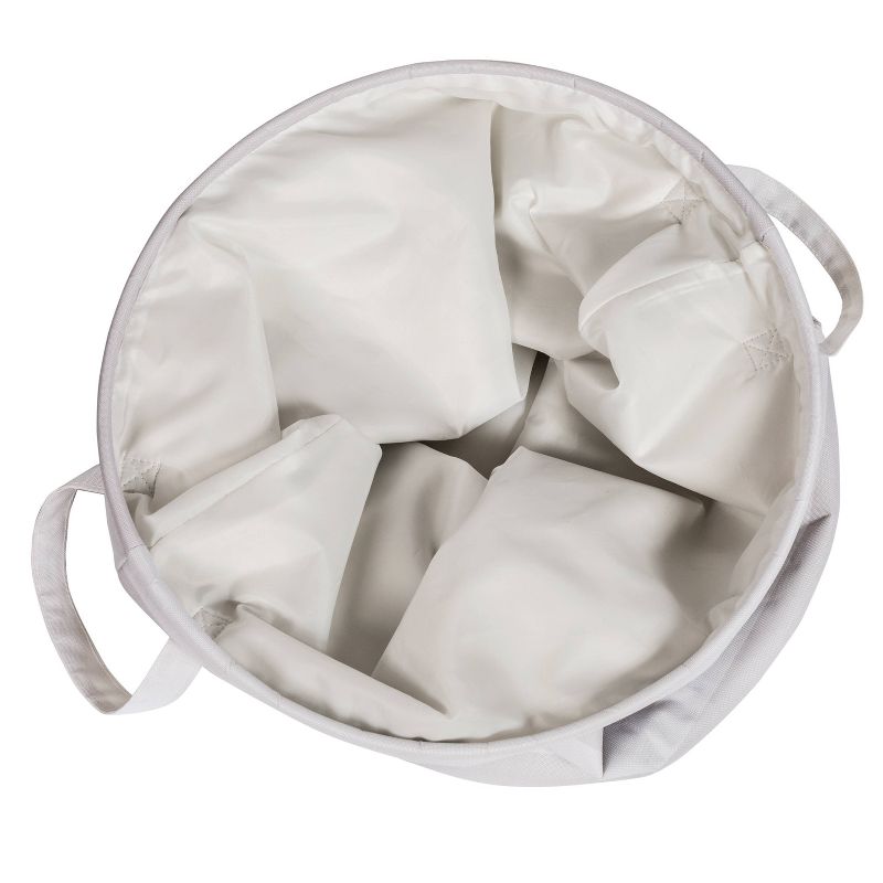 Household Essentials Round Brushed Stainless Hamper Wood Lid