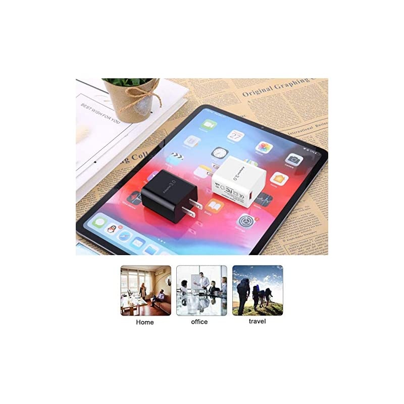 2-Pack 18W Fast Charging USB Wall Charger Block Phone Charger USB Plug Compatible with Wireless Charger, Samsung Galaxy S9 S8 Note 8 9, iPhone, LG, HTC &ndash; Black White