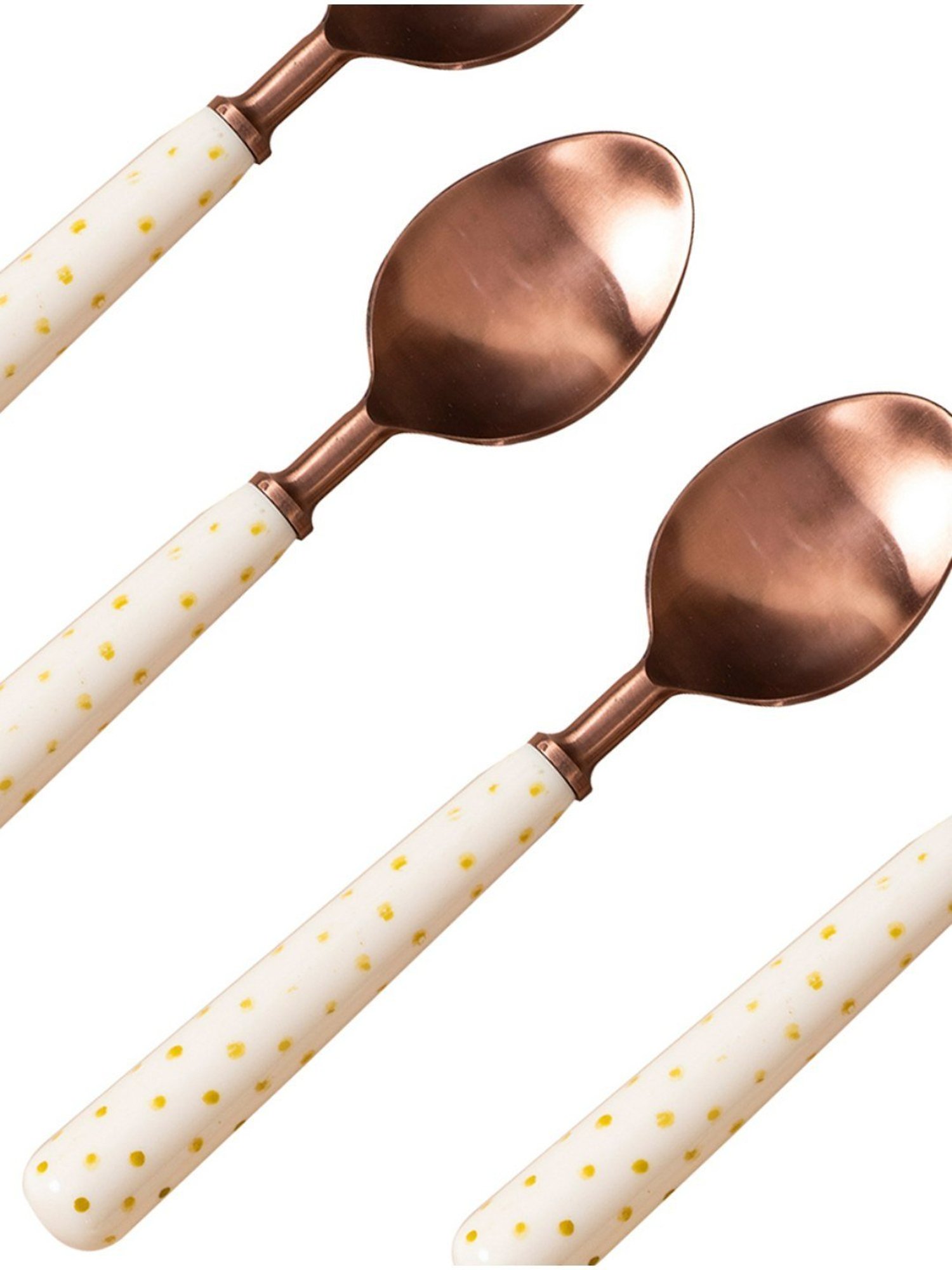 Nestroots Solid White & Copper Stainless Steel Dinner Spoon - Set of 4
