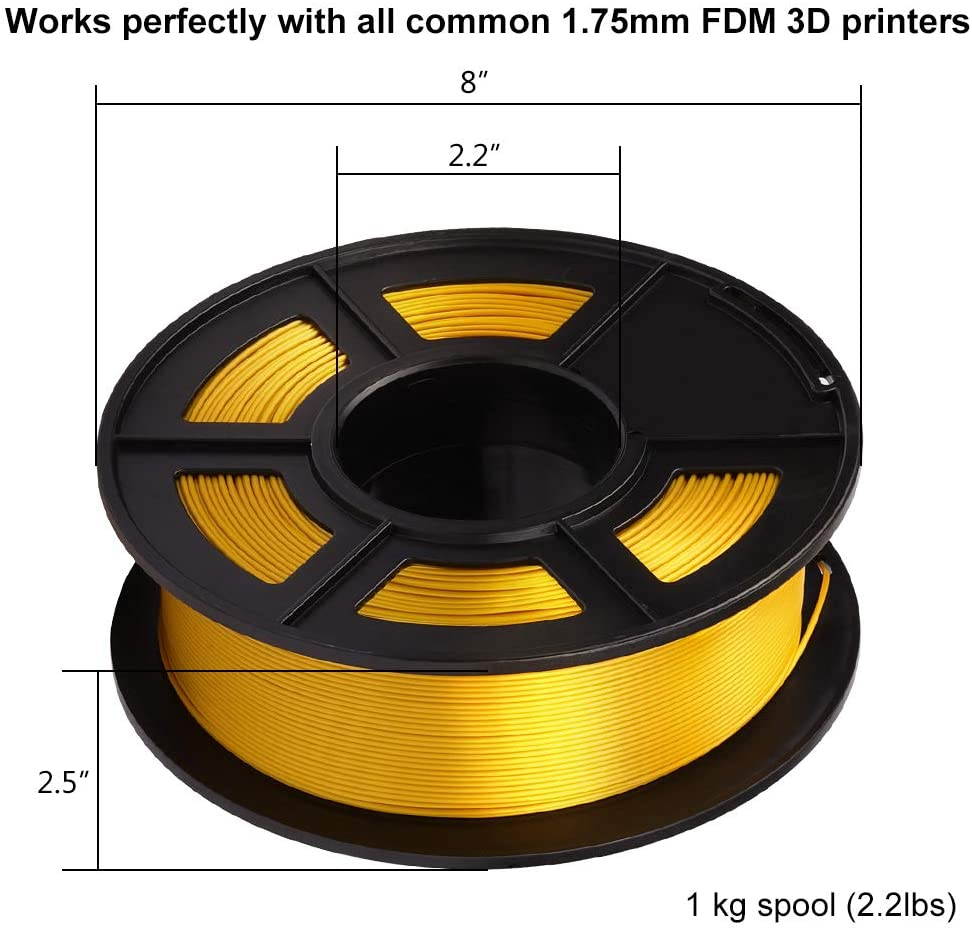 Aystkniet Silk Gold PLA 3D Printer Filament 1.75mm, 3D Printing Filaments 1 kg Spool, Dimensional Accuracy +/- 0.02 mm