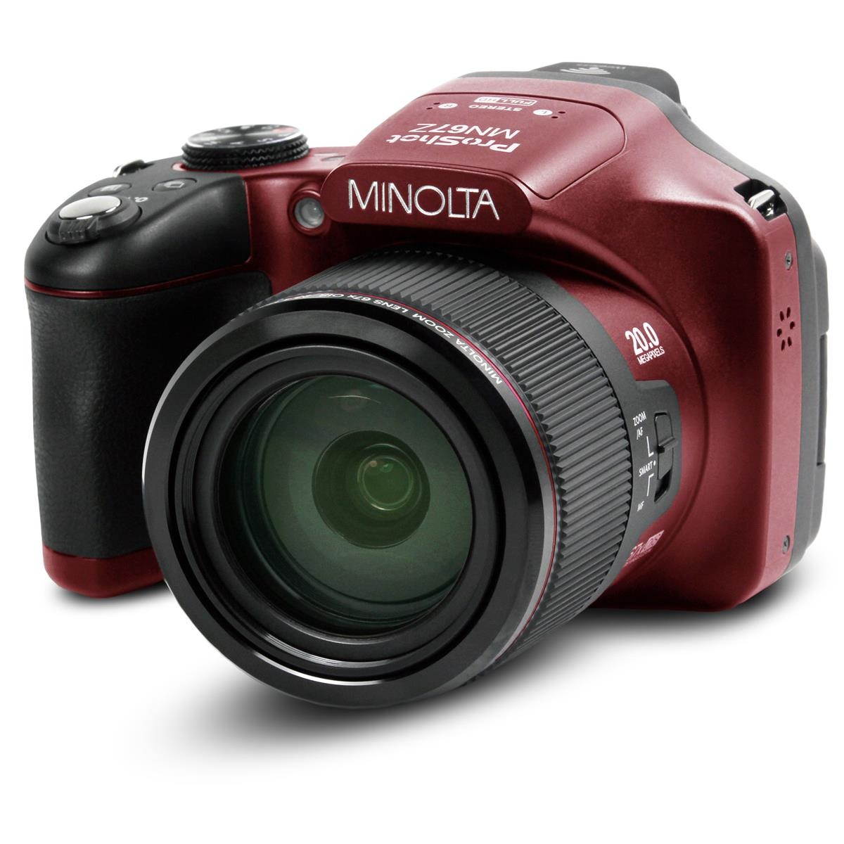 Minolta MN67Z 20MP Full HD Wi-Fi Bridge Camera with 67x Optical Zoom, Red