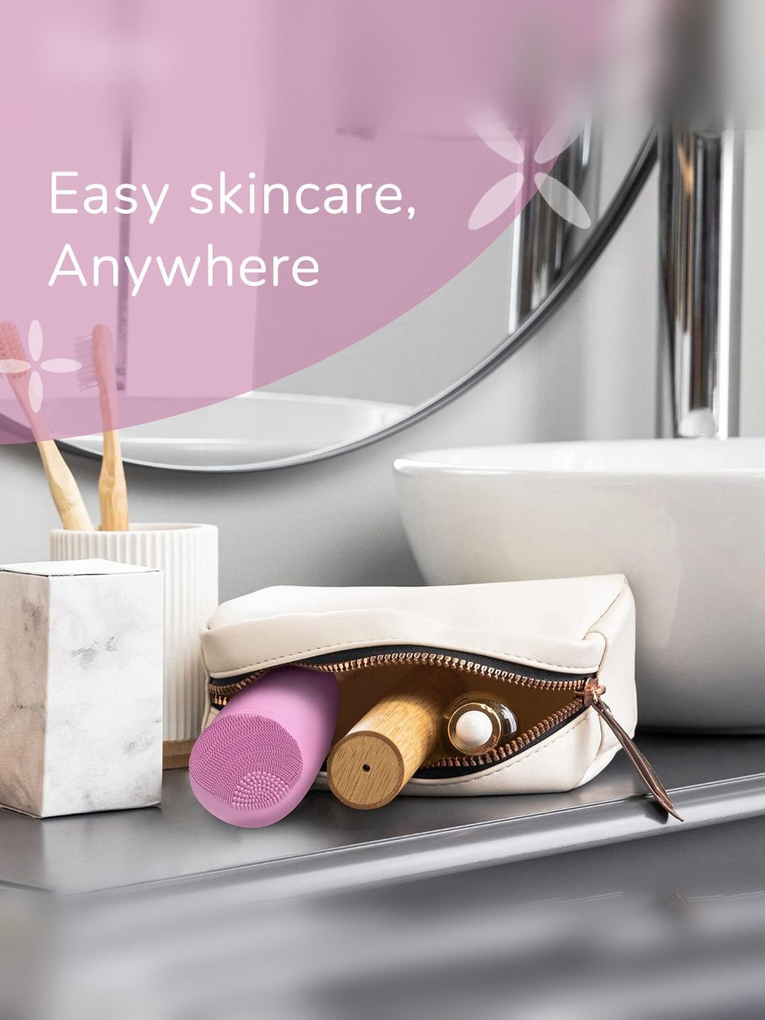 Caresmith Bloom Rose Quartz Gua Sha Face Massage Tool for Women, Battery Powered (Rose Quartz)