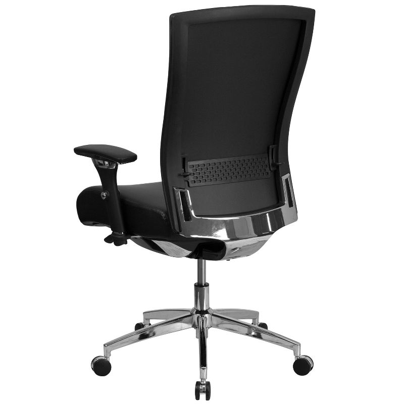 47.5" Leather Multi function Executive Swivel Ergonomic Office Chair with Seat Slider & Lumbar Black - Riverstone Furniture