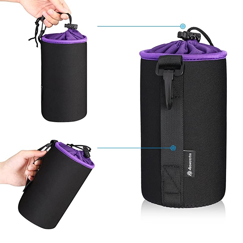 4 x Lens Case Lens Pouch Bag with Thick Protective Neoprene Soft Plush Compatible with DSLR Camera Lens Canon Nikon Sony Olympus Panasonicetc Includes Small Medium Large X Large