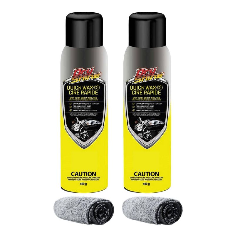 Dry Shine 2pk Quick Wax and 2 Premium Microfiber Towels