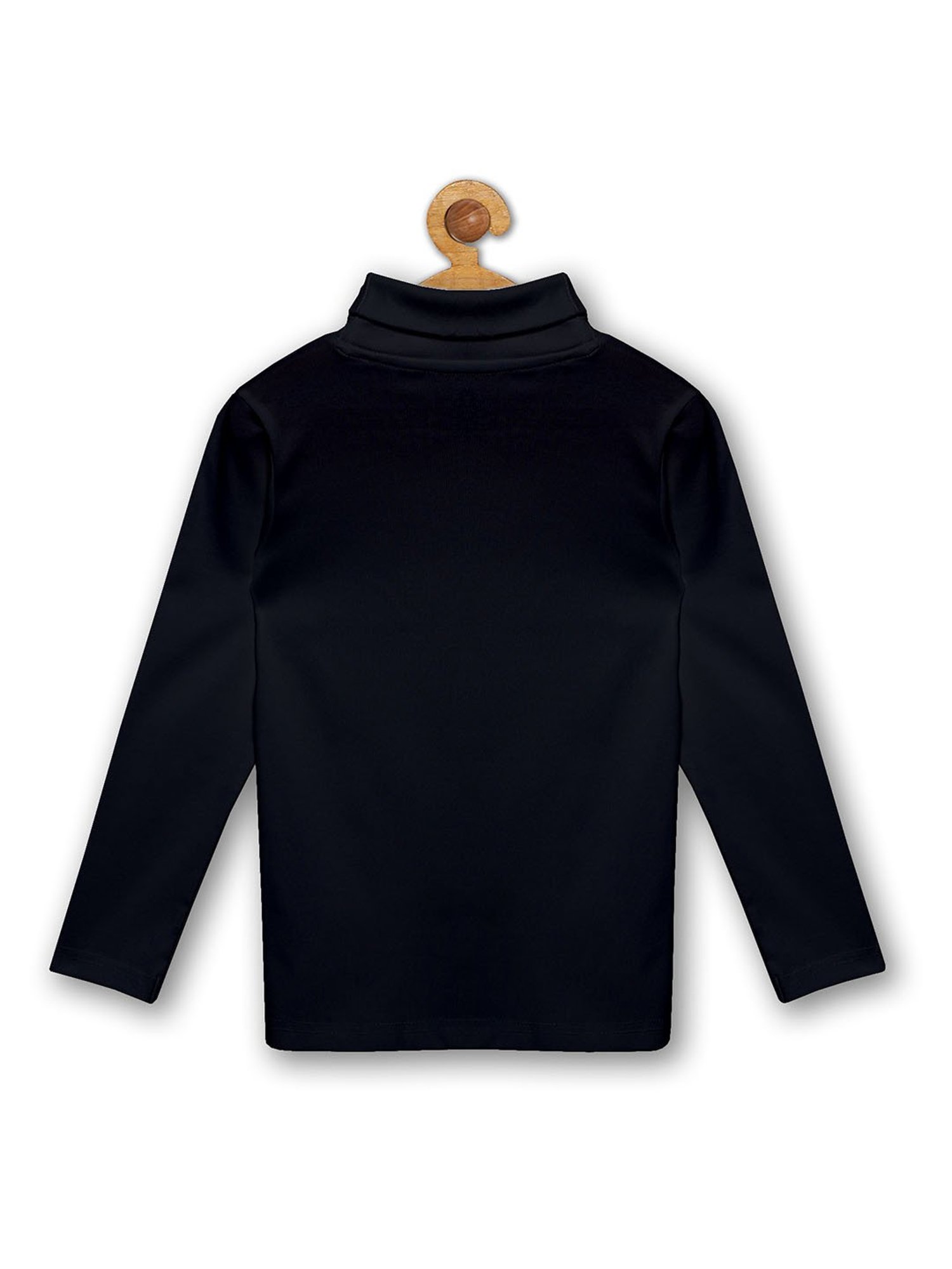 Kiddopanti Boys Black Solid Full Sleeves T-Shirt