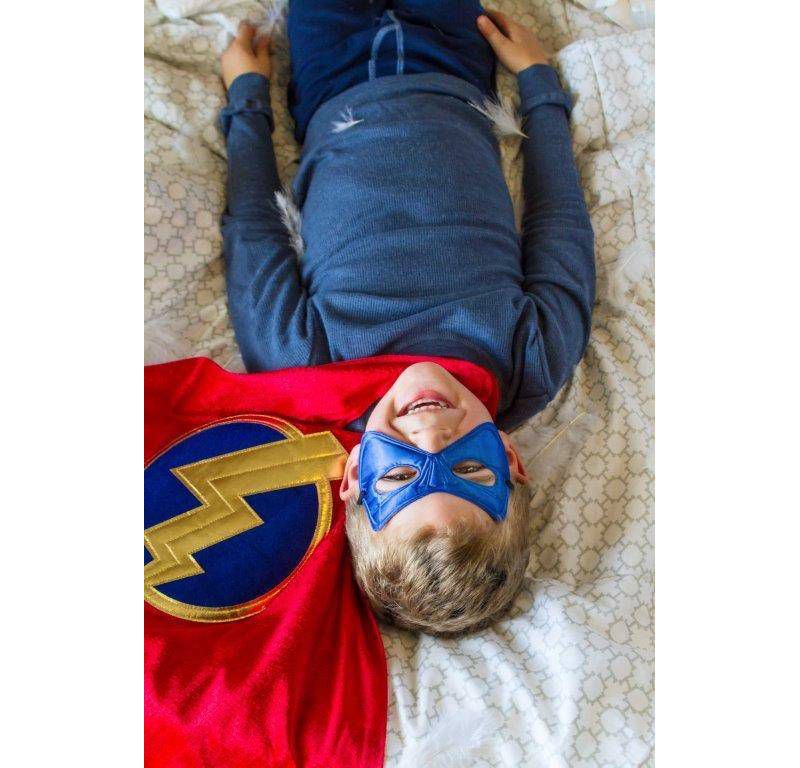 Little Adventures Boys' Red Hero Cape with Power Mask - Red/Blue
