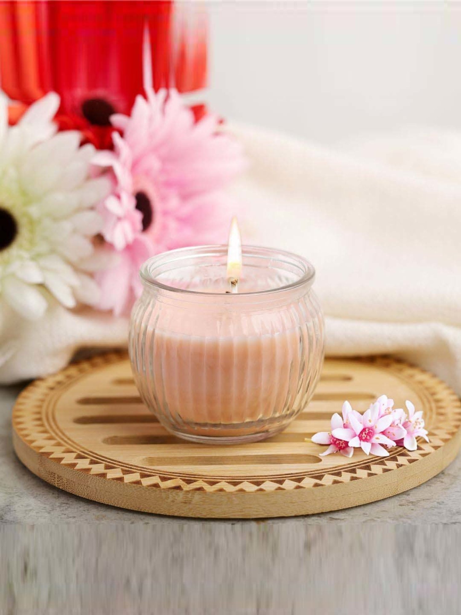 IRIS Peach Home Fragrances Peach Pomogranate Ribbed Jar Candle - Set of 3