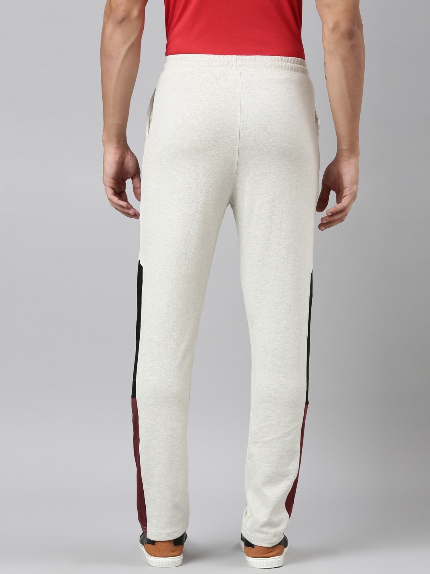 Dixcy Scott Maximus White Cotton Regular Fit Colour Block Sports Trackpants