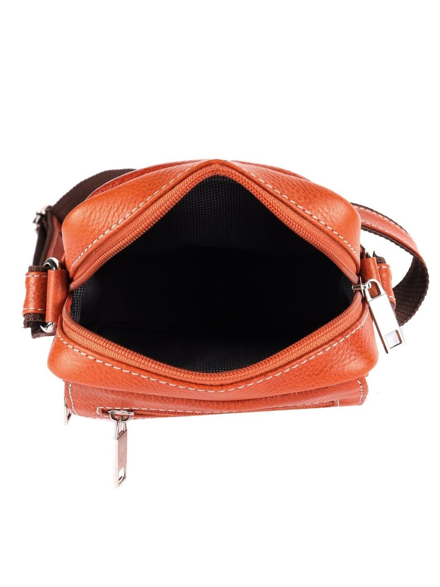 HiLEDER Orange Textured Small Leather 7 inch Cross Body Bag