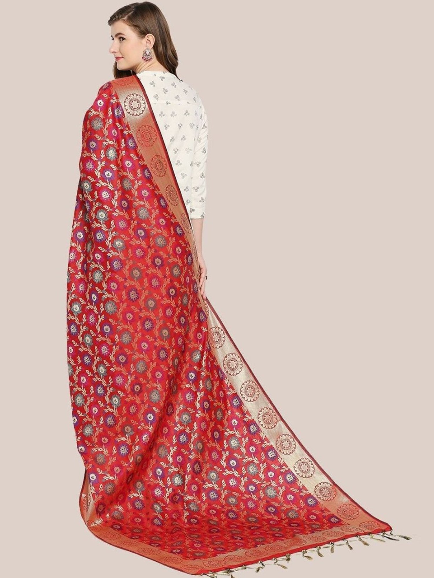 Stylum Red Plain Dupatta